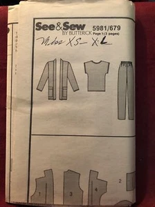 5981 Butterick Sewing Pattern Misses 1980s Loose Fitting Jacket Top Pant XS-XL - Picture 1 of 1