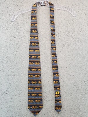 Corbata de seda elefante dorada azul dorada RICHEL ROYAL RR USADA EN EXCELENTE ESTADO Foto 1 de 4