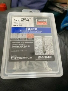 Simpson Strong-Tie TTN2W25234PFC25 1/4" x 2-3/4" Titen Masonry Screw Phillips - Picture 1 of 2