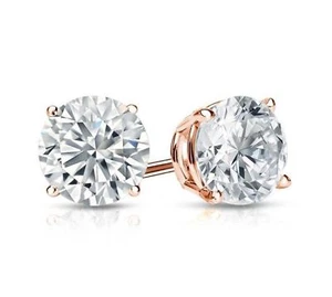 Pendientes de tachuelas solitario de 1 quid para mujeres hombres y pendientes de diamantes simulados placa de oro 14K - Imagen 1 de 3