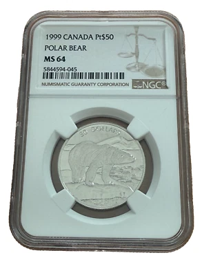Canada 1999 Platinum 1 oz $50 NGC MS64 Polar Bear - Image 1 of 2