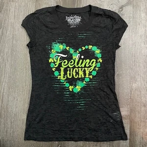 Rocker Girl Top Short Sleeve Sheer ' Feeling Lucky ' St. Patrick's Size L 11/13 - Picture 1 of 4