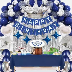 Navy Blue Happy Birthday Party Decorations Set for Men Boys Women Girls, Banner - Picture 1 of 12