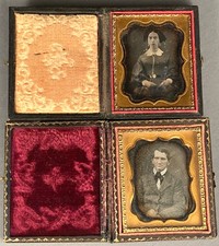 TWO DAGUERREOTYPES, HUSBAND AND WIFE? NO WIPE MARKS, FULL CASES