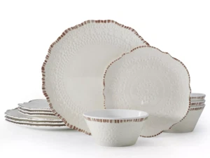 Chateau 12 Piece Outdoor Melamine Dinnerware Set, Service for 4, White - Picture 1 of 5
