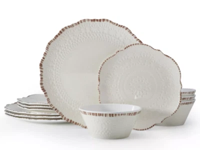 Chateau 12 Piece Outdoor Melamine Dinnerware Set, Service for 4, White - Image 1 of 4