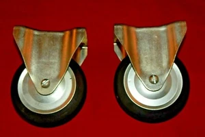 Pair of Ridged 4 Bolt 5" Dia. X 1 1/2" Wide Hard Rubber Casters - Picture 1 of 4