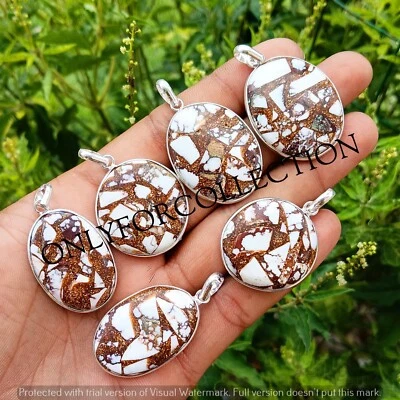 Colgantes hechos a mano con bisel enchapado en plata de ley 925 con piedras preciosas turquesa de cobre Foto 1 de 3