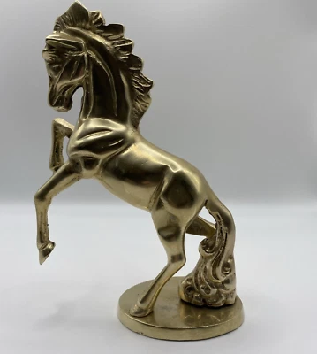 Estatuilla de caballo de cría de latón vintage estatua 7 x 5 Foto 1 de 4