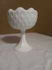 Indiana Glass -Duette Milkglass- 9" Footed Crimped Vase. White Milk Glass. Vtg