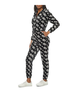 NWT Juicy by Juicy Couture Black White Hooded Velour Jumpsuit Size XXL