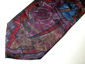 Vtg Oscar de la Renta Mens Necktie Tie Purple Olive Green Floral 56" Designer - Picture 1 of 4