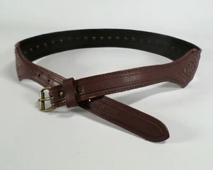 French Connection Leather Belt 36 Studded Roller Buckle Brown - Picture 1 of 11