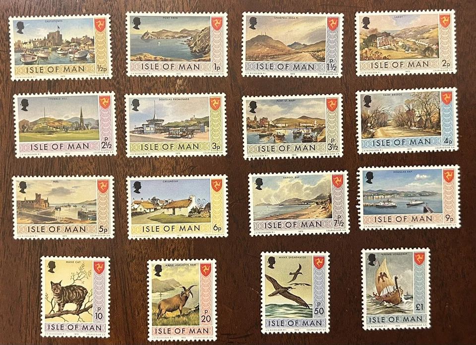Isle of Man: 1973. Complete set of 16, SC# 12-27.  MNH. Cat. $12. lot# 04-12066 - Image 1 of 1