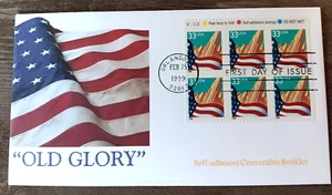 SALUTE TO OLD GLORY FLAG 1999 FLEETWOOD FDC SELF-ADHESIVE CONV BOOKLET PANE UNA - Picture 1 of 1