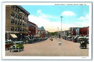 c1940's Broad Street Looking South Business District Rome Georgia GA Postcard - Picture 1 of 2