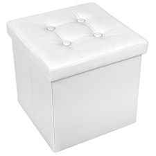 POUF PUFF ECOPELLE QUADRATO IMBOTTITO BIG 50X50X50 CONTENITORE POGGIAPIEDI