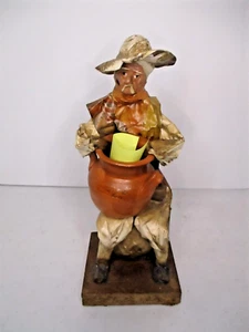 Mexican Paper Mache Folk Art Dolls Figure Man Sitting w/ Large Pot 9.5" High - Picture 1 of 9