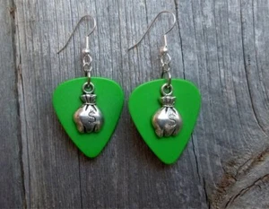 Money Bag Charm Guitar Pick Earrings - Pick Your Color - Picture 1 of 16