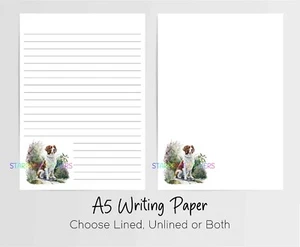 Bretagne Spaniel, A5 Schreibpapier Schreibwaren Hund Geschenk Brieffreundin - Bild 1 von 1