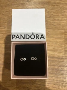 Pandora Sparkling Infinity Stud Earrings New In Box - Picture 1 of 3