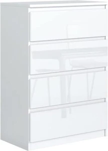 Commode Blanche Haute Brillance avec 4 tiroirs 70 cm Meuble Chambre Adulte - Photo 1/5