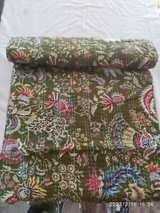 Ethnic Indian Cotton Handmade Kantha Bedspread Blanket Quilt Bedding Bed Cover