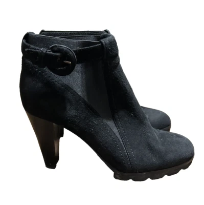 Walter Steiger черный замшевый каблук ботильоны зажим подошвы платформе Италии размер W-8,5 - Изображение 1 из 4