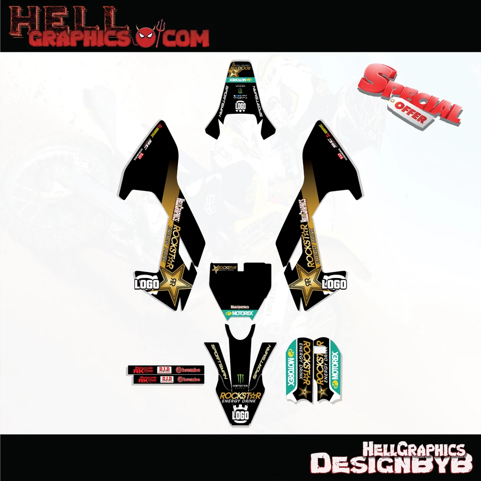 PARA HUSQVARNA TC50 TC 50 2017-2023 Calcomanía Gráficos Kit Pegatina RockStar Negro Foto 1 de 1