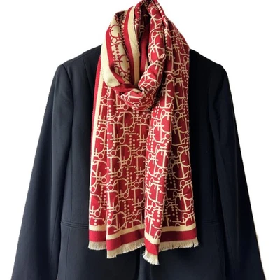 High-end Stylish cashmere imitation scarf shawl Letter Design Thick Winter Scarf - Image 1 of 4