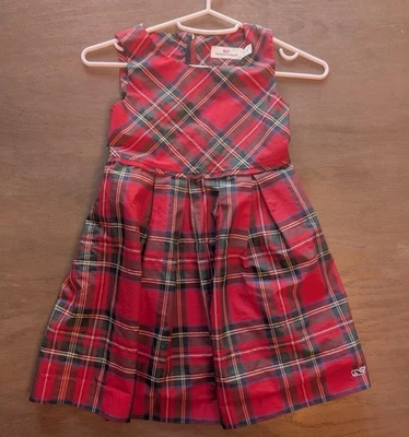 Vestido de festa xadrez feminino Vineyard Vines Jolly tartan Natal feriado tamanho 5 - Imagem 1 de 4