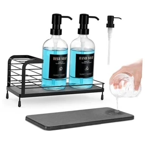  Kitchen Soap Dispenser Set - 17oz Hand and Dish Soap Dispenser Set Black+Clear - Picture 1 of 8