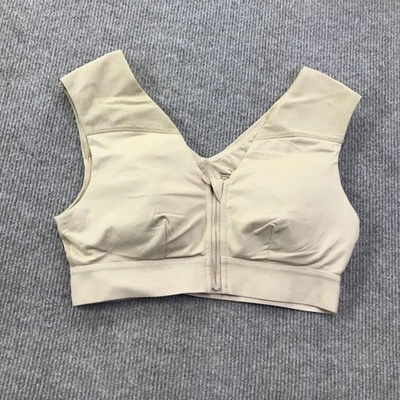 Tommie Copper Sports Bra Womens Small Beige Zip Front Copper Znergy Mesh Support - Image 1 of 4