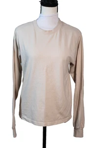 Reformation Jeans Long Sleeve Crew Neck Organic Cotton Tee Shirt Cream Women XS - Picture 1 of 5