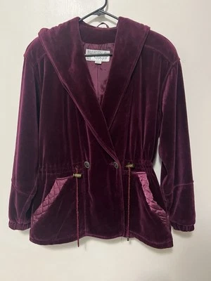 Casaco feminino Giacca esporte veludo pequeno vinho tinto botão ombro almofada capuz jaqueta - Imagem 1 de 4