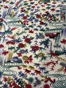 Vintage VIP Print Fabric Cranston Print Works Company Japanese Garden Print - Picture 1 of 14