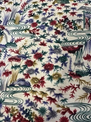 Vintage VIP Print Fabric Cranston Print Works Company Japanese Garden Print - Image 1 of 4