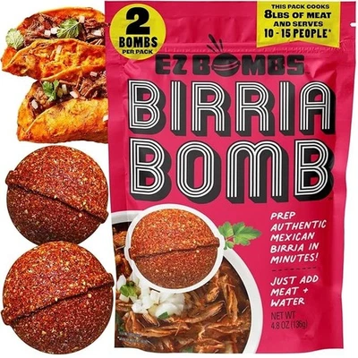 EZ Bombs Birria Bomb Seasoning, 2 Pack – Authentic Mexican Spice Mix for Tacos,