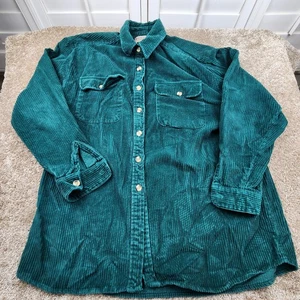 Vintage Marsh Landing Women Medium Green Corduroy Zip Jacket Cotton Shacket - Picture 1 of 6