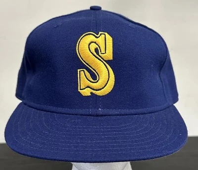 SEATTLE MARINERS VINTAGE NEW ERA WOOL PRO MODEL BASEBALL HAT CAP - SIZE 7 1/2 - Image 1 of 4