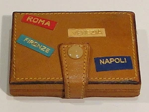 Vintage Leder Mini Koffer Pillendose oder kompakt mit Spiegel - Bild 1 von 6