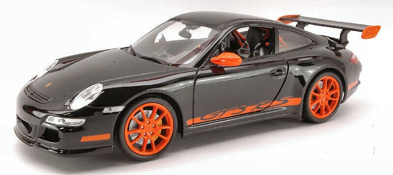 Welly PORSCHE 911 GTR 3 RS 2007 BLACK WITH ORANGE STRIPES 1 18 - WE8015BK
