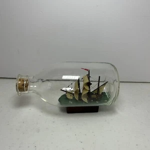 Ship In A Bottle Miniature Clipper Boat Glass Pirate Sailing Sea - Picture 1 of 6