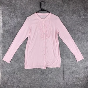 J Jill Shirt Womens Small Pink Chiffon Bib Long Sleeve Button Up Tunic Top - Picture 1 of 11