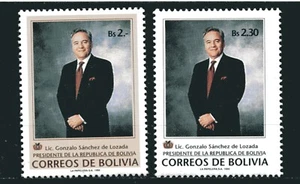 BOLIVIA 1994,  INAUGURATION PRESIDENT G.S. DE LOZADA PORTRAIT, Sc 904-905, MNH - Picture 1 of 1