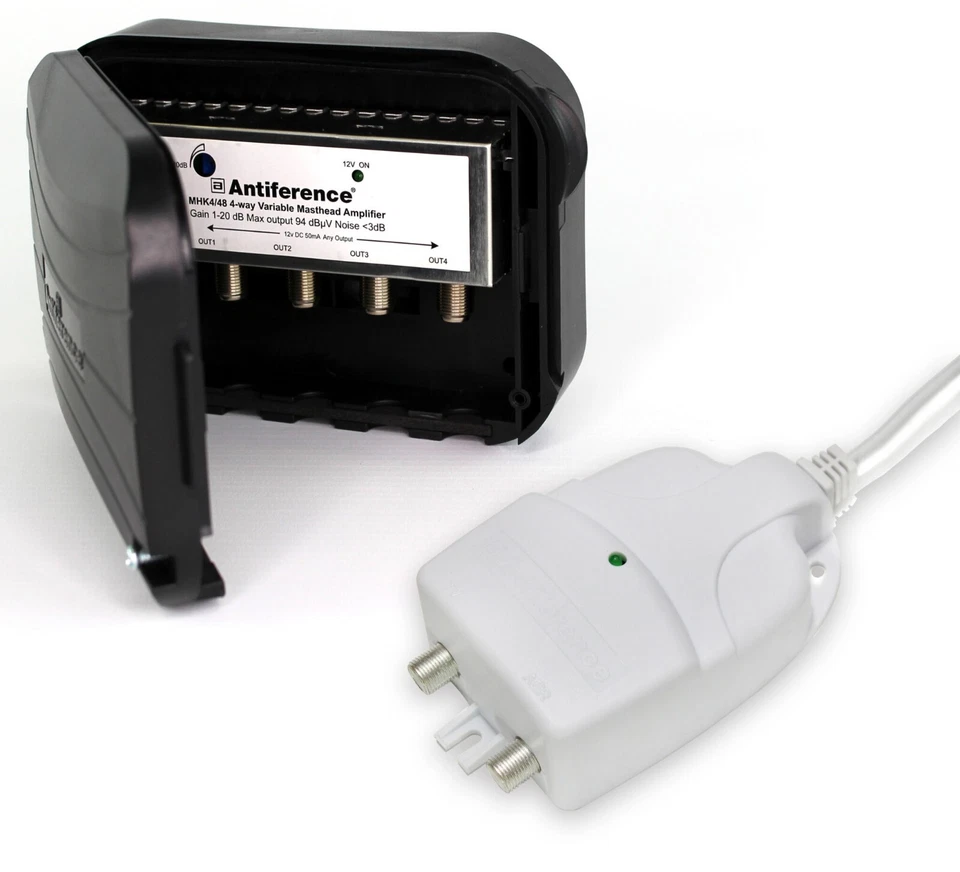 Antiference 4 Way TV Aerial Splitter Masthead Amplifier Kit Variable 20dB Gain - Image 1 of 1
