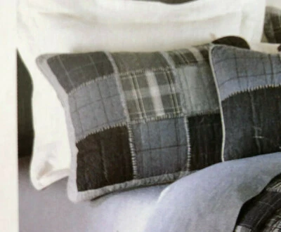 sham GRAY PATCHWORK ~ Standard ~ flannel ~  Grey Matters ~  NIP Nautica - Image 1 of 4