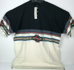 Basix Gear Knit Aztec Border Short Sleeved Henley T-Shirt - Black - Large - NWT - Picture 1 of 12