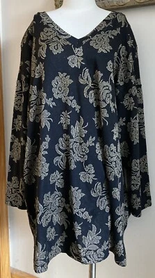 Suéter Gótico Whimsi Años 90 De Colección Metálico Negro/Dorado Floral Almohadillas para el Hombro - COMO ESTÁ Foto 1 de 4