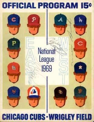 Vince Lloyd JSA Signed 1969 Chicago Cubs Program vs Dodgers Autograph - Image 1 of 2